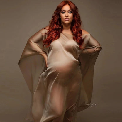 Maternity Photography Silk Gown Chiffon Cloak Dress for Baby Showers Cloak 7 One size