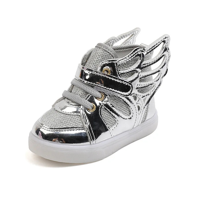 Kids Led Shoes Fashion Glowing Sneaker Children High Top Skate Shoes Boy Girl Non-slip Comfort Casual Shoe Tenis Infantil Menino Silver