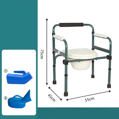 Portable Bedside Potty & Shower Chair for Adults – Foldable Bathroom Stool with Handrails 02