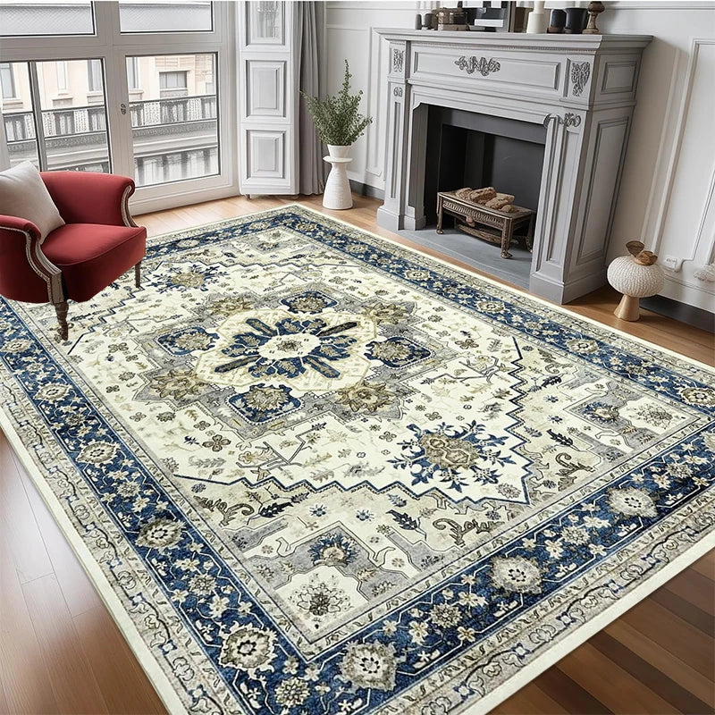 Retro Light Luxury Fluffy Rug | National Style Large Area Soft Carpet for Living Room & Bedroom