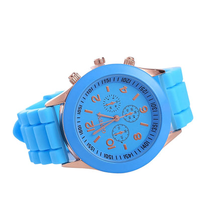 Fashion Women’s White Silicone Jelly Quartz Watch | Stylish Dress Wristwatch, Ideal Gifts for Girls Light Blue