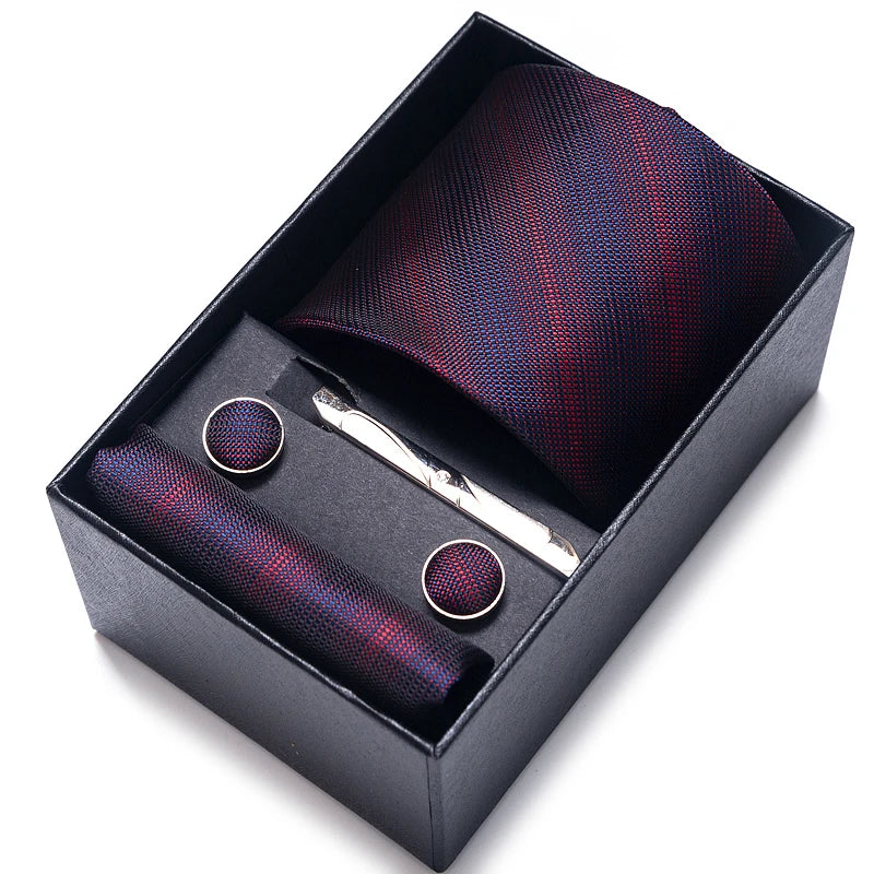 Mix Colors Wedding Gift Tie & Pocket Squares Set – 2023 New Style Necktie Box with Blue Paisley Design