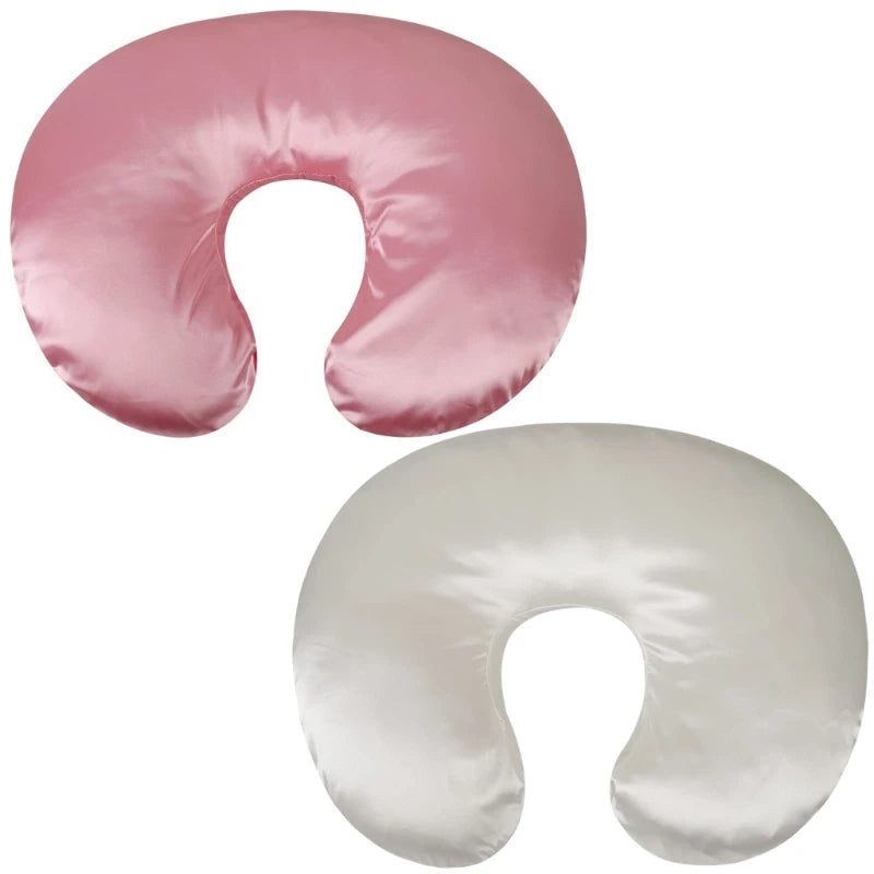 Baby Nursing Pillow Cover Breathable Nursing Mom Breastfeeding Pillow Cover Removable U-Shape Nursing Pillow Slipcover 1560 Pink and white