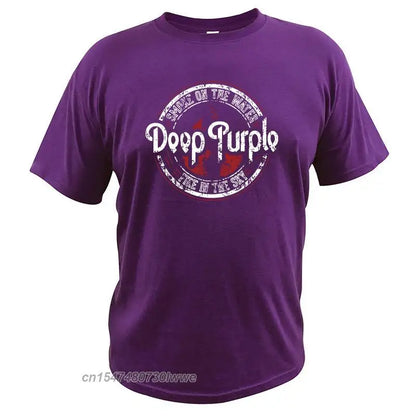 Deep Purple Tshirt Album Machine Head Smoke Song On The Water Tshirt English Rock Band 100% Cotton Basic Camiseta PURPLE