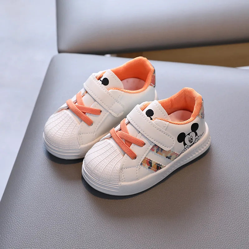 Baby Boys And Girls Micky Small White Shoes Board Shoes Fashion Design Children's Sneakers Soft Sole Toddler Cartoon Sneaker XZ005-ORANGE