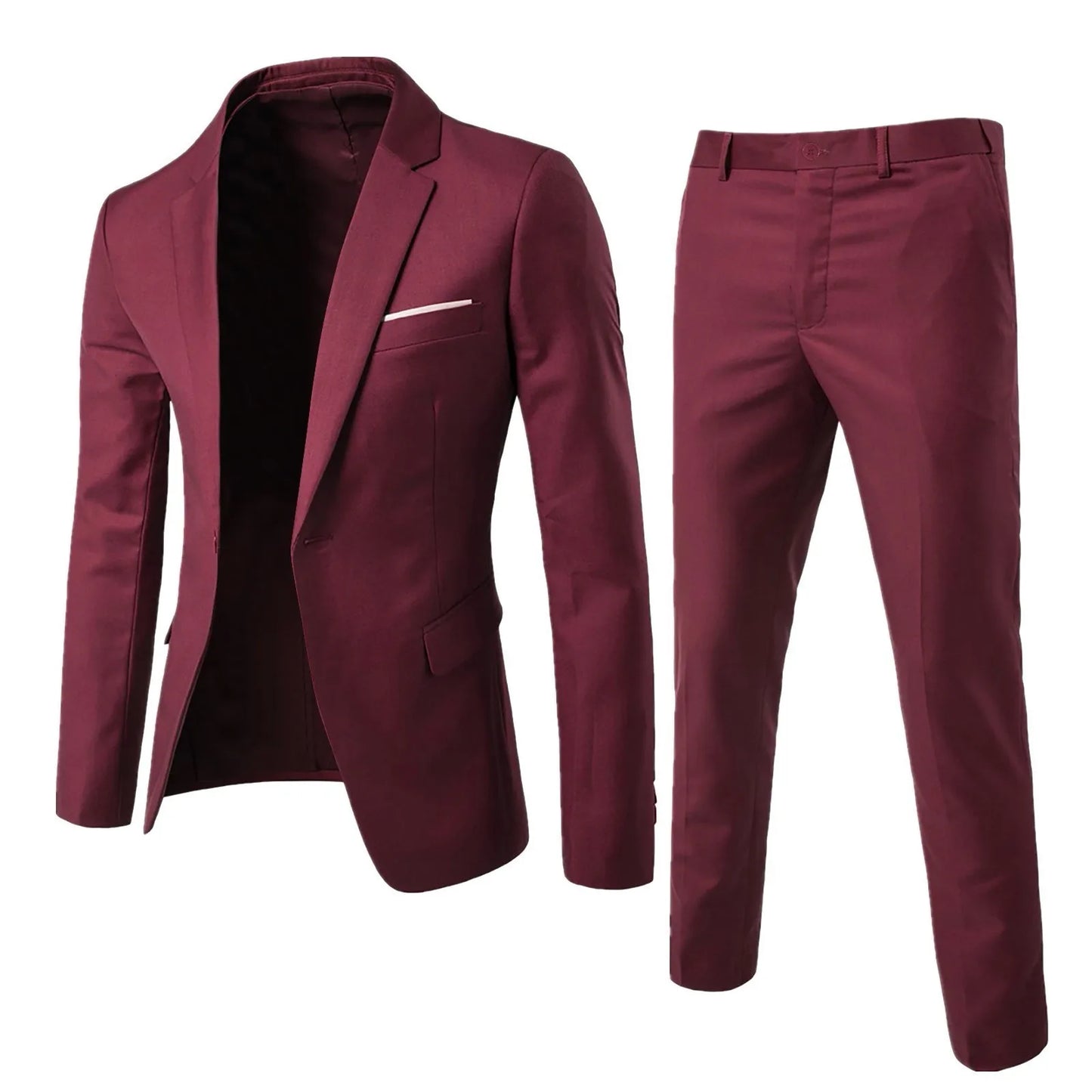 Men's Wedding Suit Elegant Blazer Pant Set Red United States