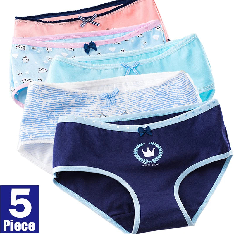 New 5Pcs/Lot Women's Panties Cotton Underwear Plus Size Girls Briefs Calcinha Sexy Lingerie Ladies Panty Female Print Underpant 1