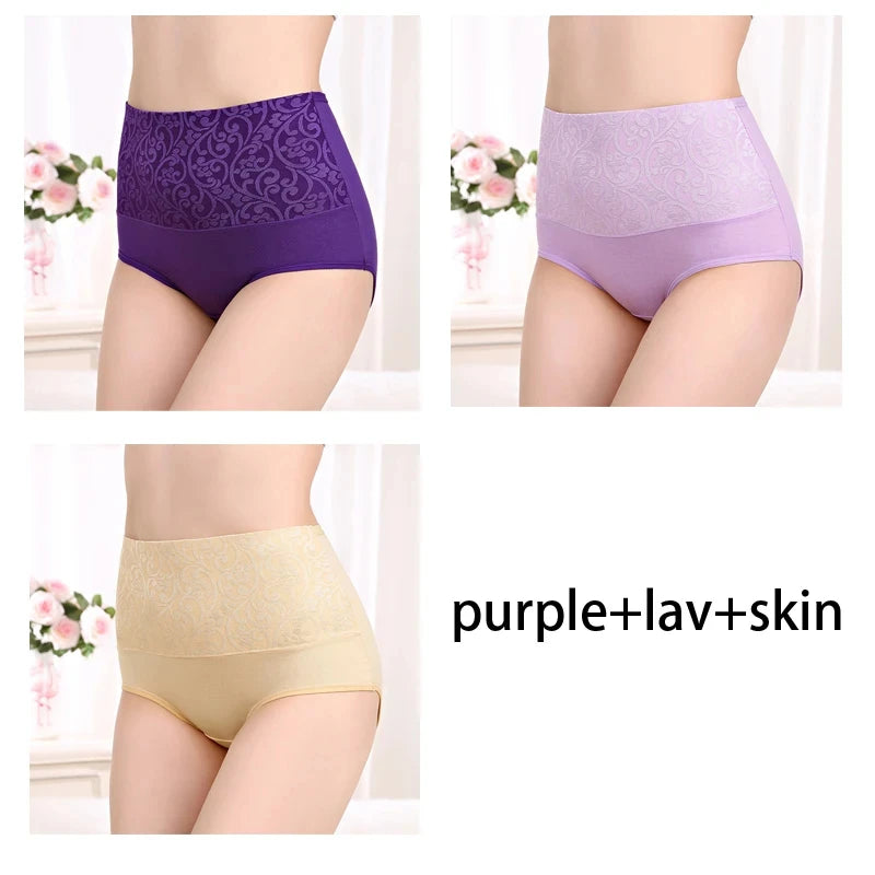 L-5XL Female Underwear Postpartum Recovery Briefs for Ladies High Waist Panties for Women Sexy Lingeries Plus Size 3Pcs/Lot NK81-PU-LAV-KH