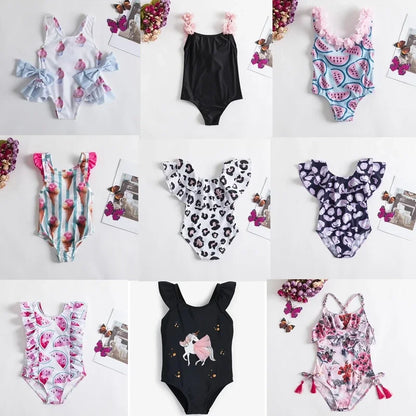 Girls Fancy One-piece Swimsuit 1-5Yrs Girl Sleeveless Swimming Wear 2023 Fashion Flower Swimwear For Children Summer Bathing