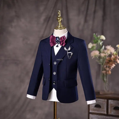 Flower Boys Navy Blue Wedding Suit | Kids Formal Tuxedo Set for Photographs, Birthdays, and Graduation