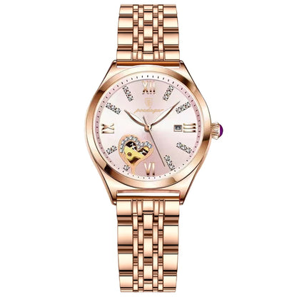 POEDAGAR Women's Rose Gold Stainless Steel Waterproof Quartz Watch - Romantic Gift for Girlfriends Pink