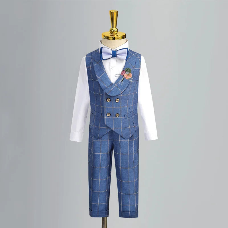 Child's Formal Vest Suit Set | Boys' Summer & Autumn Wedding Outfit | First Birthday & Performance Costume | Kids' Waistcoat & Shorts Clothing