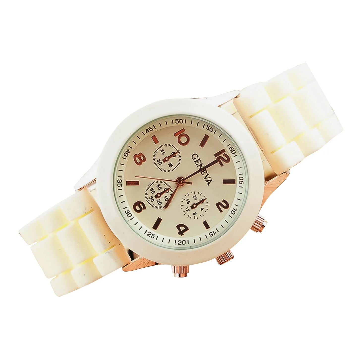 Fashion Women’s White Silicone Jelly Quartz Watch | Stylish Dress Wristwatch, Ideal Gifts for Girls Beige