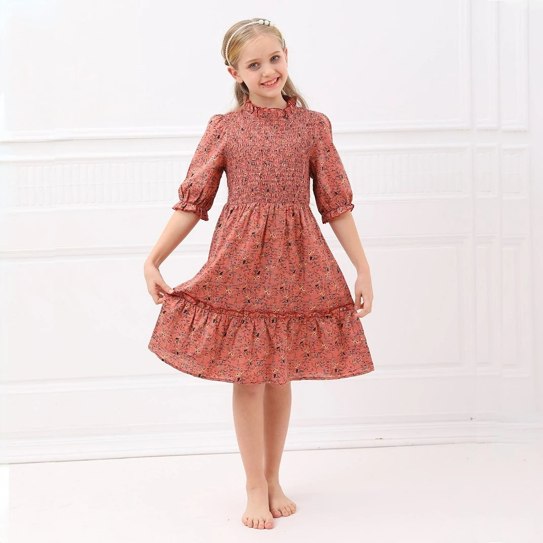 6M To 18Y Kids Baby Girls Teen Summer Dress Women Midi Dress Children Clothing Fashion Sisters Floral Baby Romper, #7001