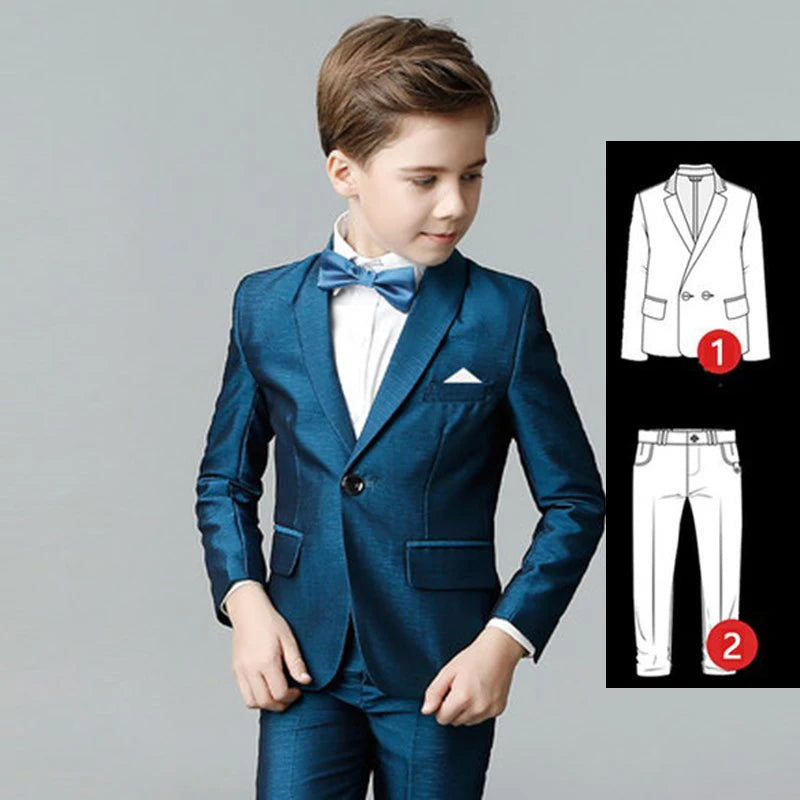 Boys' Formal Suit for Weddings: White Party Blazer, Pants, Baptism Outfit, and Teen Prom Tuxedo Set. 3PCS Coat Pants Tie 1