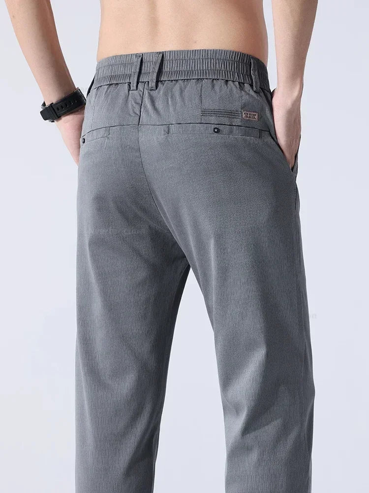 Summer New Ultra-thin Lyocell Casual Pants for Men Soft Straight Slim Stretch Fashion Casual Long Pants Classic Style Male