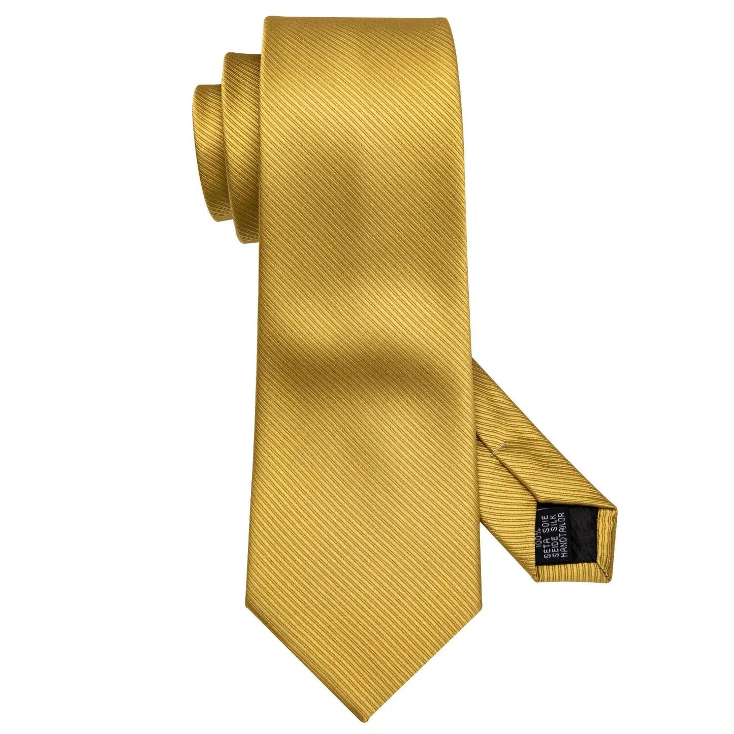 Barry.Wang Formal Men's Tie Handkerchief & Cufflinks Set – Jacquard Solid Striped Necktie in Blue, Gold, Green