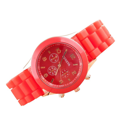 Fashion Women’s White Silicone Jelly Quartz Watch | Stylish Dress Wristwatch, Ideal Gifts for Girls Red