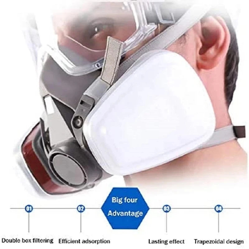 7-in-1/16-in-1 Dust & Gas Respirator Mask | Half-Face for Painting & Chemical Protection