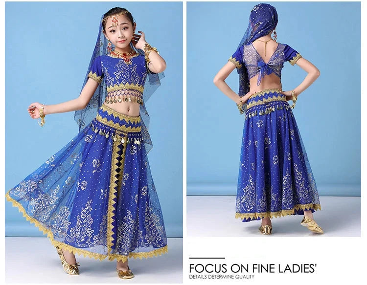 Girls' Indian Belly Dance Costume Set – Bollywood Dance Performance Outfit