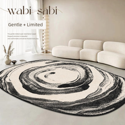 Special-Shaped Ruffle Asymmetrical Carpet | Bedroom & Living Room | Washable, Erasable, Loop Velvet Design Wen Wan -15857 180*250cm (suitable for small and medium-sized living room)