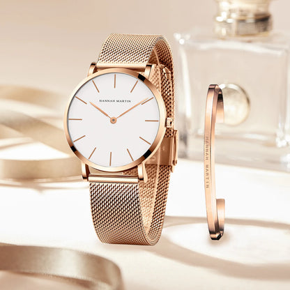 2023 Women's Rose Gold Mesh Quartz Watch