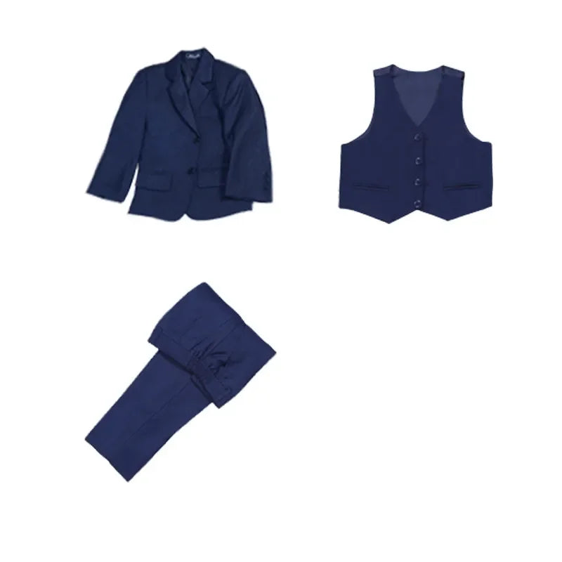 Boys 3-Piece Formal Suit for Weddings & Parties | Spring Autumn Host Costume | Blue Blazer, Vest & Pants Set | Sizes 7-13Y Blue