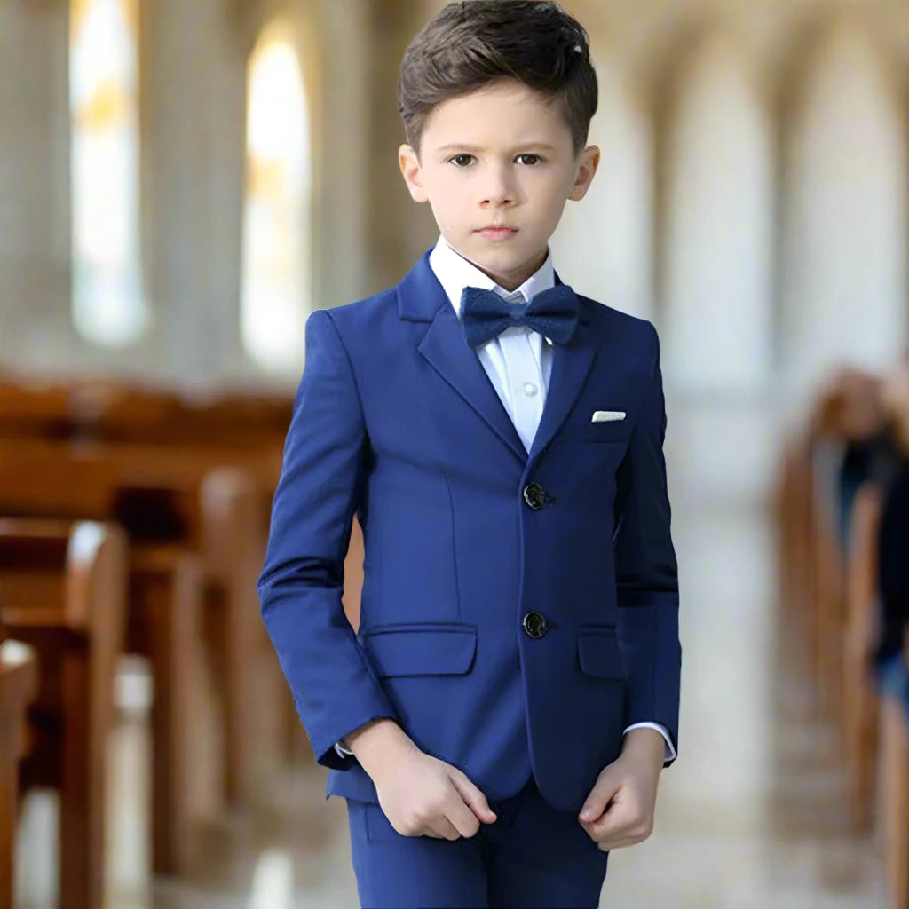 Boys' Formal Suit for Weddings: White Party Blazer, Pants, Baptism Outfit, and Teen Prom Tuxedo Set. 3PCS Coat Pants Tie 3