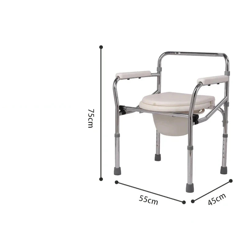 Portable Bedside Potty & Shower Chair for Adults – Foldable Bathroom Stool with Handrails 04