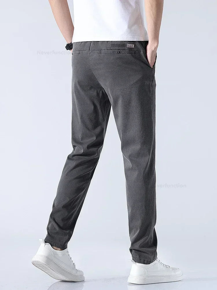 Summer New Ultra-thin Lyocell Casual Pants for Men Soft Straight Slim Stretch Fashion Casual Long Pants Classic Style Male