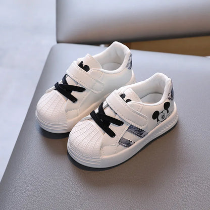 Baby Boys And Girls Micky Small White Shoes Board Shoes Fashion Design Children's Sneakers Soft Sole Toddler Cartoon Sneaker XZ005-BLACK