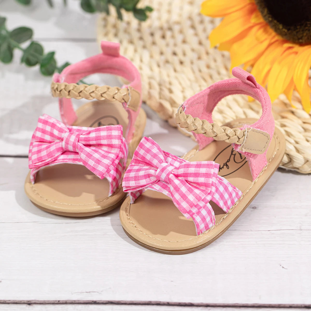 KIDSUN 2021 New Product Baby Sandals Infant Girls Shoes Bow-knot Princess Rubber Sole Non-slip Toddler First Walkers 2-colors