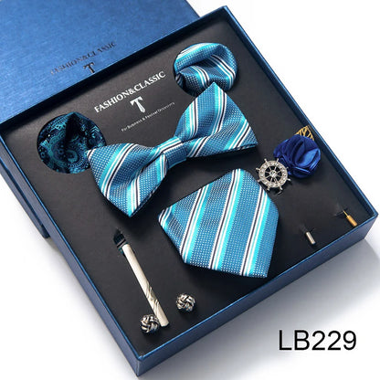 Men's Tie Set Luxury Gift Box Silk Tie Necktie Set 8pcs Inside Packing Festive Present Cravat Pocket Squares Holiday Gift Men LB229