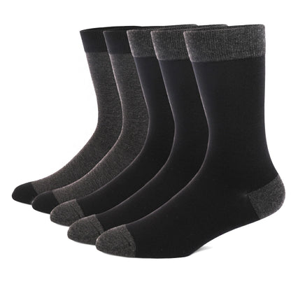 5 Pairs Men's Plus Size Striped Dress Socks – Combed Cotton, Breathable Crew Socks JC113-3 EUR(41-48)