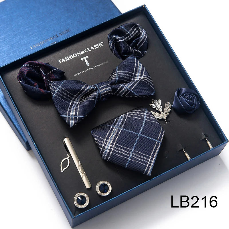 Men's Tie Set Luxury Gift Box Silk Tie Necktie Set 8pcs Inside Packing Festive Present Cravat Pocket Squares Holiday Gift Men LB216