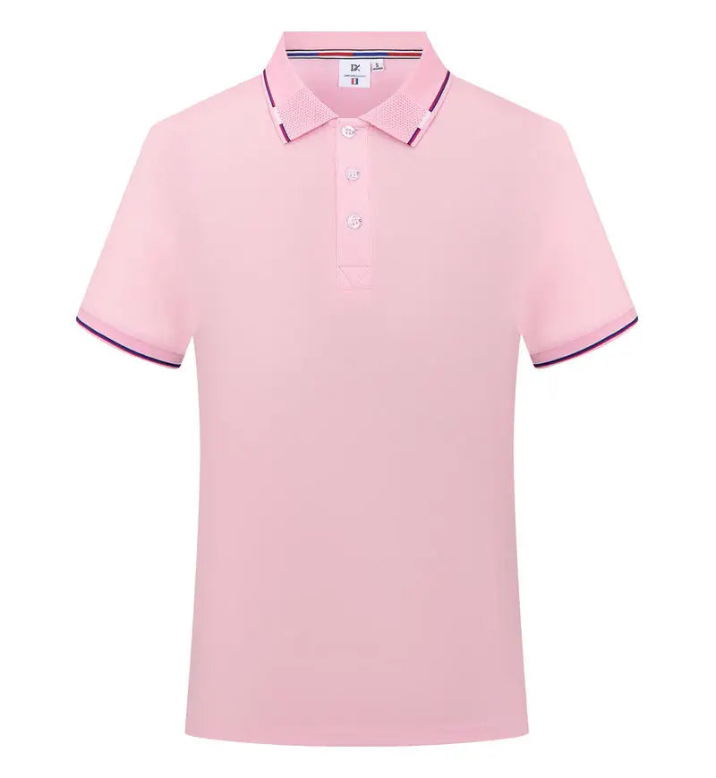 New Clothing Summer Streetwear Casual Fashion Tops Solid Color Polo Shirts Short Sleeve Fashion Lapel Male Top Large Size Light pink