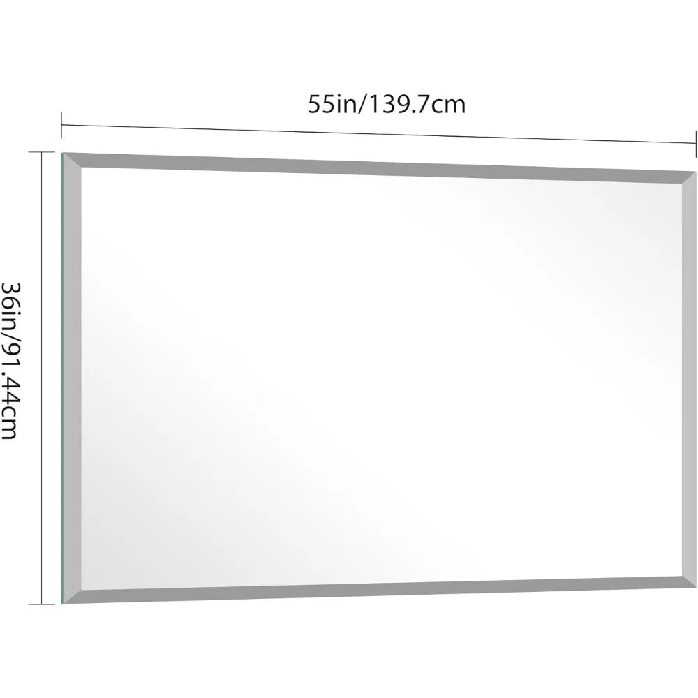 Beveled Bathroom Mirror, 36x55 Inch Large Bathroom Mirrors for Over Sink, Upgraded Shatterproof Beveled Frameless Vanity Mirror