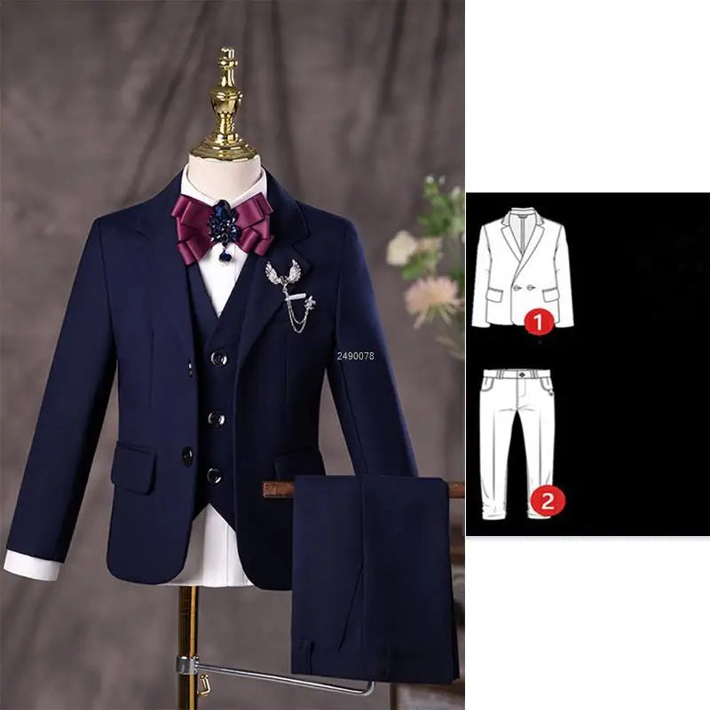 Flower Boys Navy Blue Wedding Suit | Kids Formal Tuxedo Set for Photographs, Birthdays, and Graduation JACKET PANTS