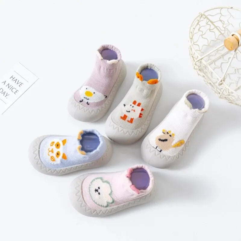 2024 New Rubber Sole Non-Slip Newborn Toddler Shoes Children's Socks Baby Indoor Shoes Cute