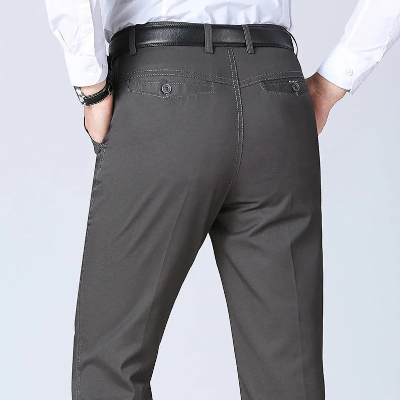 Summer Thin Pants Men's 100% Cotton Autumn Thick Trousers Fashion Brand Cargo Pants Smart Casual Solid Khaki Gray Suit Pant