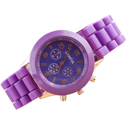 Fashion Women’s White Silicone Jelly Quartz Watch | Stylish Dress Wristwatch, Ideal Gifts for Girls Purple