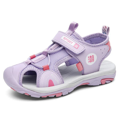 Breathable Sport Sandals Summer Sandals for Girls Boys Casual Beach Comfortable Soft Sole Kids Shoes Fashion Non-slip Sandalias Purple Pink