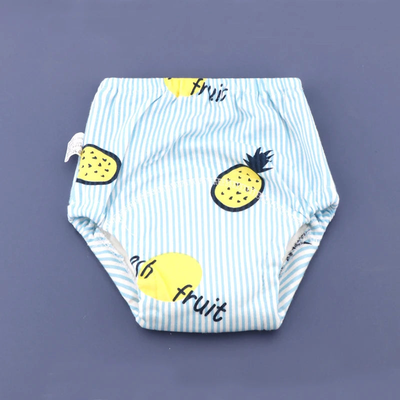 Reusable Waterproof Baby Training Pants - Soft Cotton for Gentle Potty Training Blue Pineapple