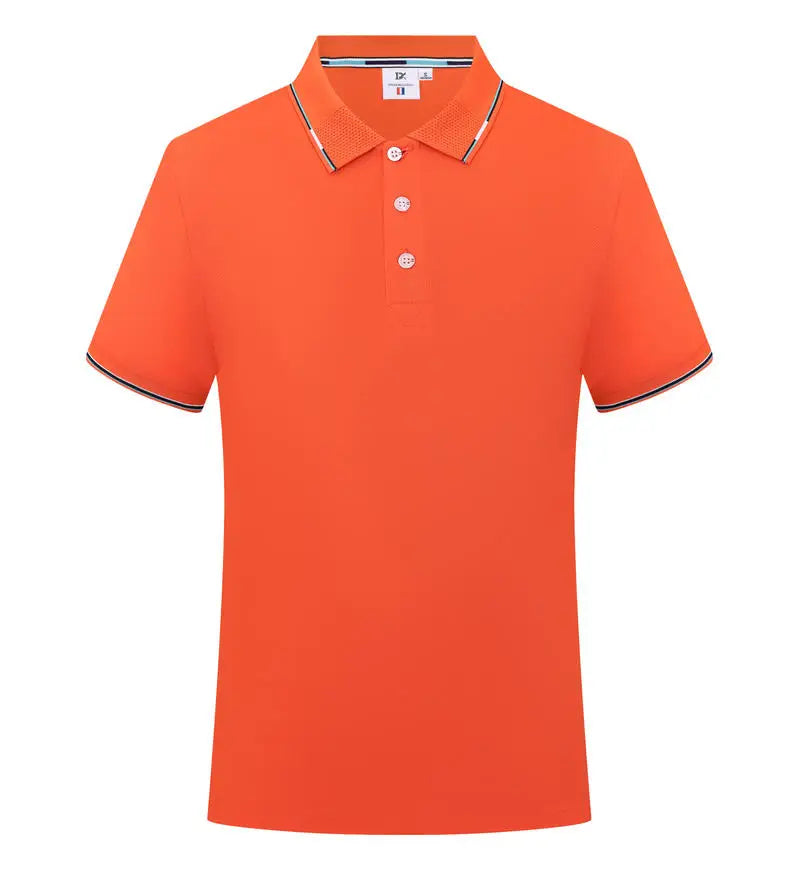 New Clothing Summer Streetwear Casual Fashion Tops Solid Color Polo Shirts Short Sleeve Fashion Lapel Male Top Large Size orange