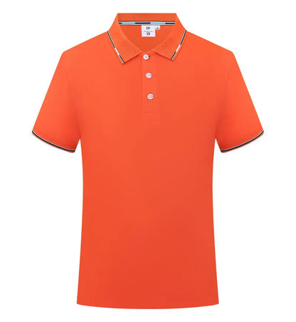 New Clothing Summer Streetwear Casual Fashion Tops Solid Color Polo Shirts Short Sleeve Fashion Lapel Male Top Large Size orange