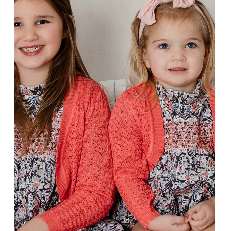 AP Coral Collection SS24 Girls Smocked Dress Baby Kids Romper Family Matching Clothing Set Children Knitting Cardigan, #6602