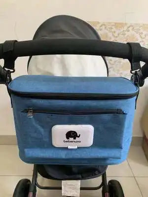 Diaper bag Cartoon Baby Stroller Bag Organizer Bag Nappy Diaper Bags Carriage Buggy Pram Cart Basket Hook Stroller Accessories BLUE