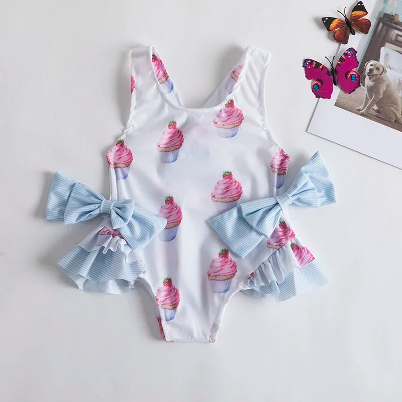 Girls Fancy One-piece Swimsuit 1-5Yrs Girl Sleeveless Swimming Wear 2023 Fashion Flower Swimwear For Children Summer Bathing 02