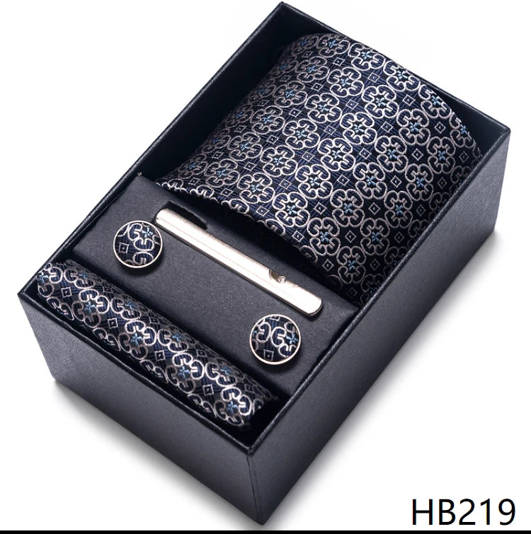 Mix Colors Wedding Gift Tie & Pocket Squares Set – 2023 New Style Necktie Box with Blue Paisley Design HB219