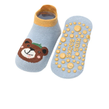 2024 New 3Pairs Cotton Socks 0-3Years Anti-slip Non Skid Ankle Socks With Grips For Baby Toddler Kids Boys Girls All Seasons 3 Pairs H